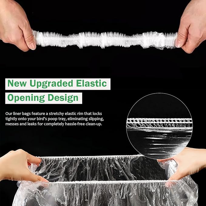 50 Pack Disposable Bird Cage Liners, Clear Plastic, 35x24 Inches, Leak-Proof, Universal Tray Liner Bags for Parrots, Canaries, Cockatiels