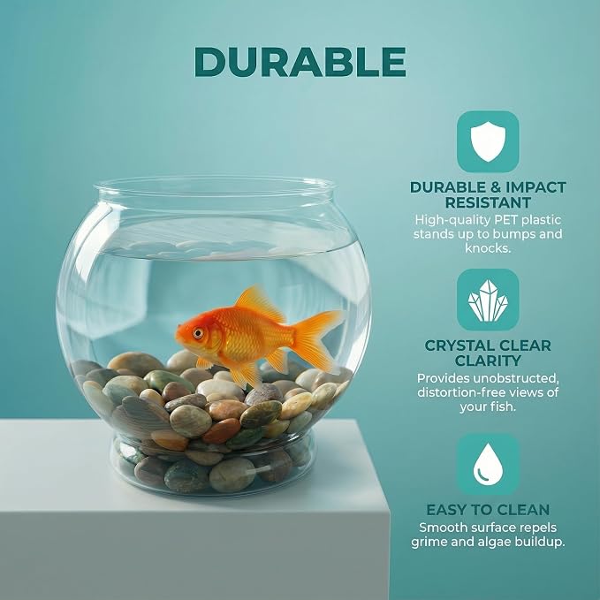 Alipis Small Fish Bowl Desktop Fish Tank Round Plastic Bowl with Pet Material Clear Aquarium Tank for Home Office Garden Wedding Decor 7.08 X 7.08 X 6.69 in