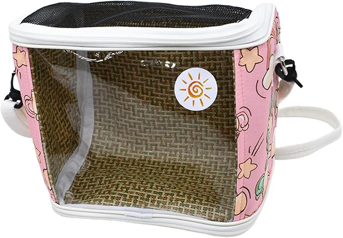 Bird Carrier Shoulder Bag Crossbody Bag Travel Parrot Cage for Trips Traveling Hiking, Pink