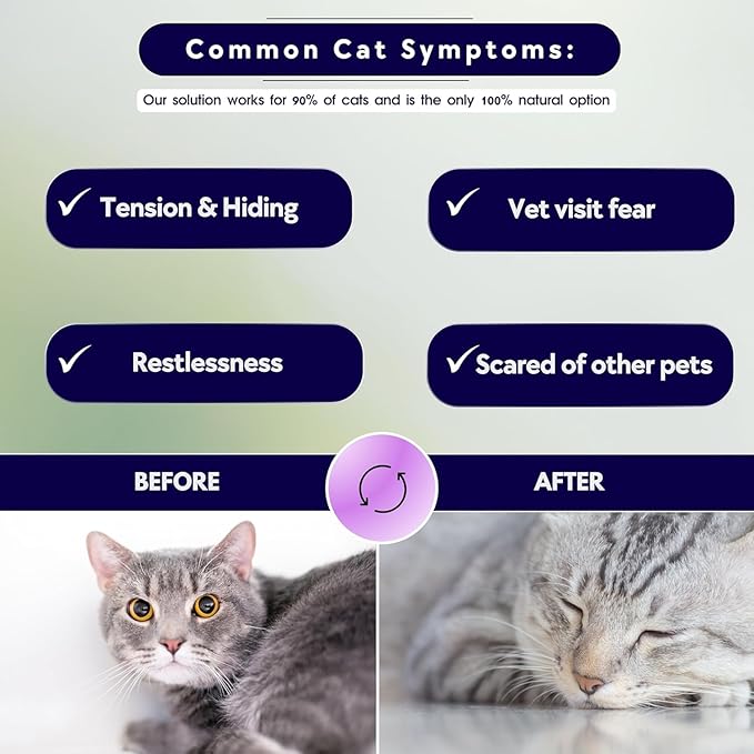 Natural Collar Anti Anxiety for Cats, Calming Collar for Indoor Cats, Stress and Anxiety Relief, Breakaway, Vet-Approved with Essential Oils (Lavender)