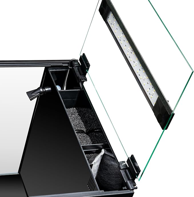 Aquatop 13.5 Gallon Bow Front Glass Aquarium Kit with Filter and LED Lighting - All in One Desktop Fish Tank, Ideal for Freshwater and Saltwater, BFK-13