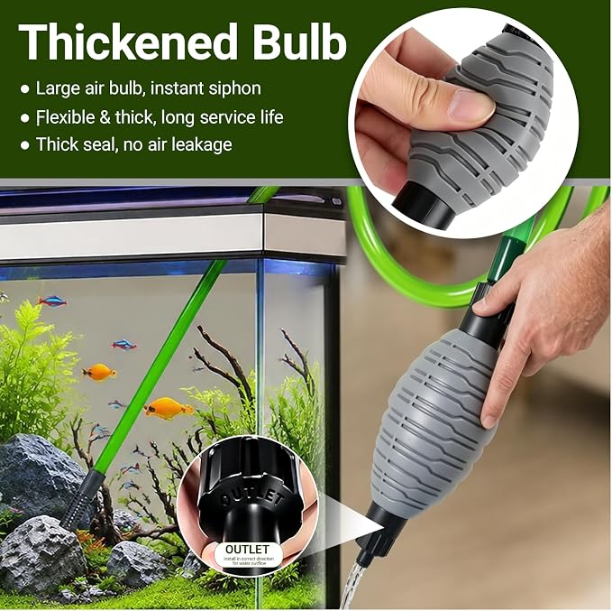 Aquarium Gravel Cleaner, 3-in-1 Tank Vacuum Siphon Water Changer | 71 Inch Aquarium Siphon Hose, Manual Fish Tank Cleaner, Quickly Remove Fish Manure and Water, Ideal for Indoor & Outdoor Use