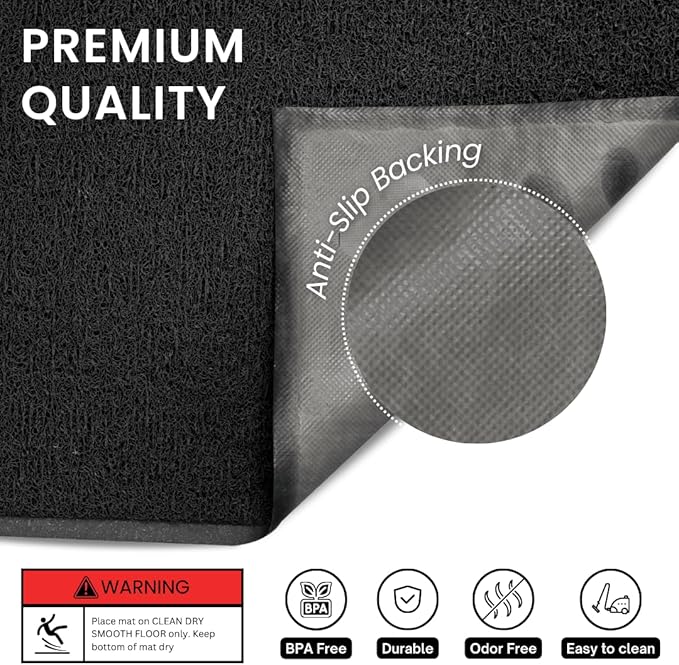 Andalus Large Cat Litter Mat, Pack of 1 - Waterproof, Non-Slip & Easy to Clean Cat Litter Box Mat for Extra Efficient Pet Litter-Trapping, Black (30” X 18”)