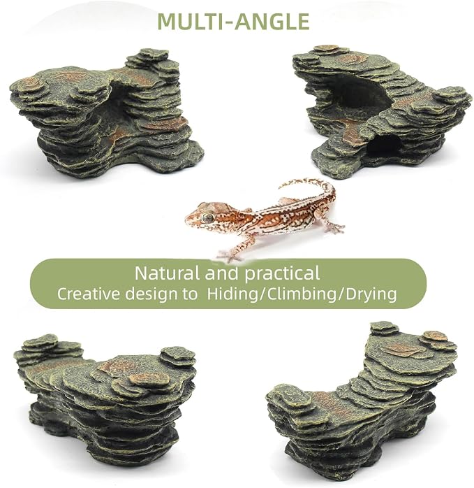 relaqcc Turtle Basking Platform Shale Scape Step Ledge, Reptile Ladder Resting Terrace Aquarium Decor, Great for Reptiles, Amphibians, Frogs, Small Turtle