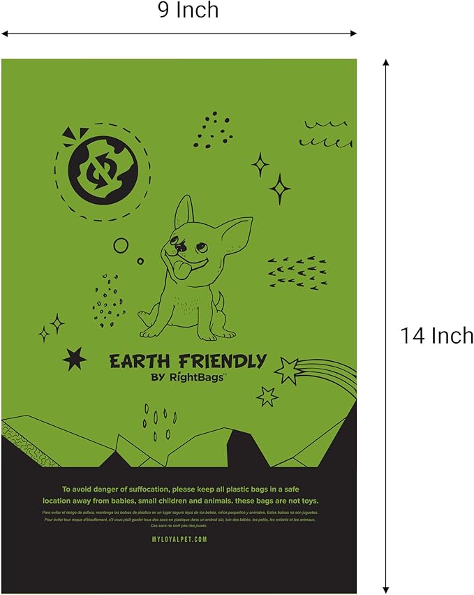 Earth Friendly Extra Thick and Strong 18 Dog Poop Bags, Odor Blocker, 324 Count