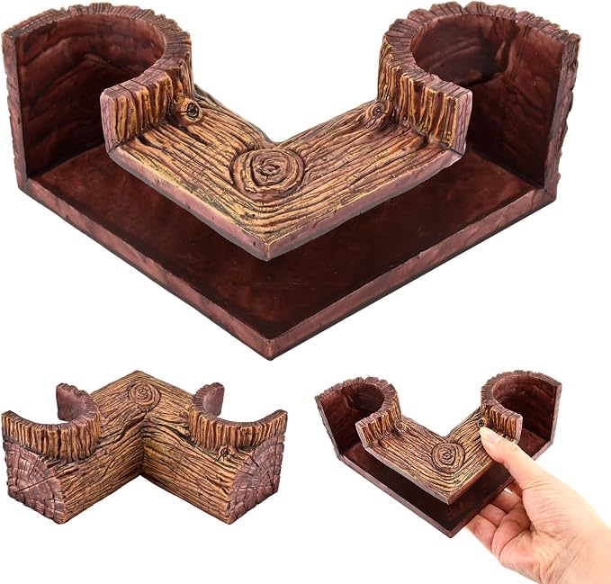 Aquarium Cave, 5.1” x 2” x 2.6” Wood-Like Fish Tank Cave for Corners, Fish Tank Accessories Tunnel Cave & Hideout for Aquarium Guppy, Corydoras Catfish, Bettas Hide(Color:Brown)