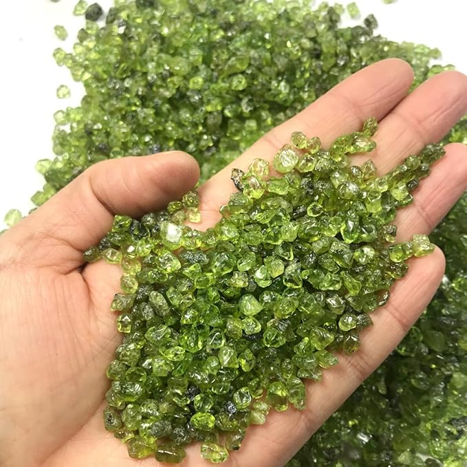Erliway Olivine Crystal Chips Bulk for Vase Filler Craft, 0.5 lb 3-5 mm | Natural Crushed Crystal Stone for Spell Jar, Aquarium Gravel, Reiki Healing Meditation, Jewelry Making, Resin Art, Home Décor