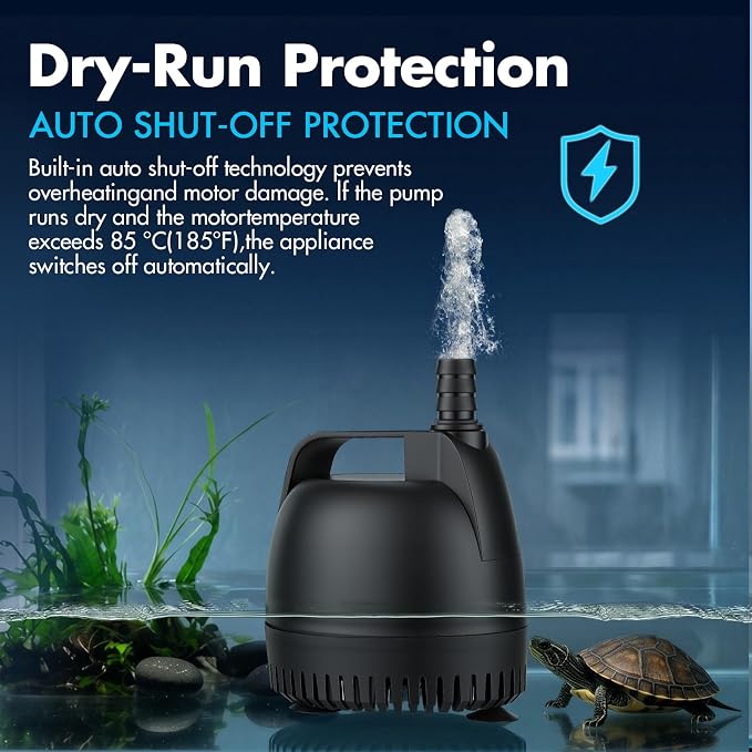 hygger 925GPH Submersible Pump Aquarium, Fish Tank Water Pump Adjustable Flow with 2 Nozzles, 10.4 ft High Lift Quiet Fountain Pump for Aquarium, Pond, Hydroponics, Water Garden