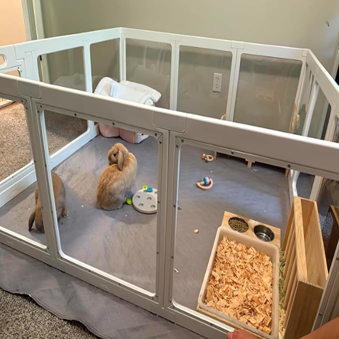 Rabbit Hay Feeder with Litter Box, 3 in 1 Wooden Bunny Feeder, Small Animal Hay Holder Rack for Rabbit, Guinea Pig, Hamster, Ferrets