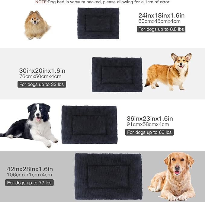 BVAGSS Reversible Dog Crate Pad, Memory Foam Pet Bed Mat, Soft Warm Machine Washable Sleeping Kennel Mattress for Small Medium Large Dogs XH079 (42''x28''x1.6'',Dark Grey)
