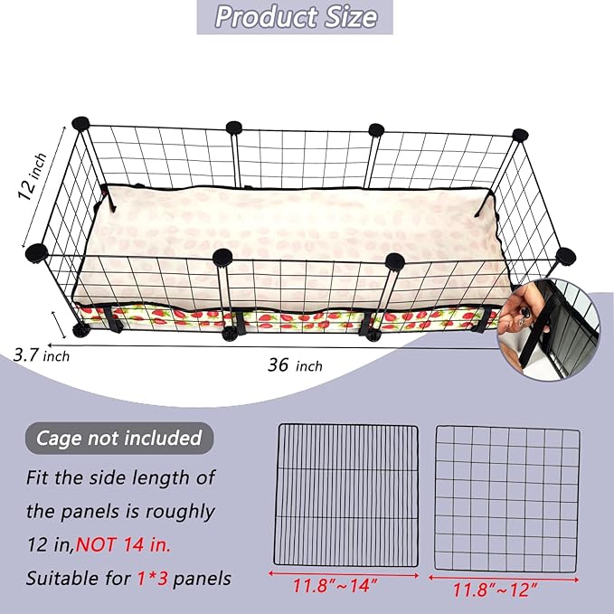 Guinea Pig Cage Liner，Washable Waterproof Oxford Cloth Cage Liners for Small Animals,Hamster Chinchilla Hedgehog Rabbit and Other Small Animals Not Include Cage (12x36 inches)