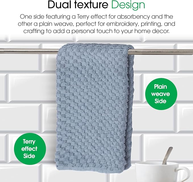 DG Collections Premium Dish Towels for Kitchen, 8 Pack, 15x25 Inch - 100% Cotton Kitchen Towels with Hanging Loop, Highly Absorbent, 400 GSM Bar Mop Cleaning Towels - Smoke Grey
