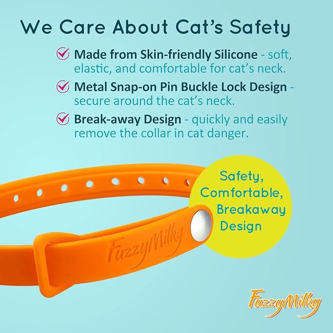 Calming Collar for Cats - Cat Calming Collar Infused with Synthetic Pheromones, Cat Pheromone Diffuser Necklace for Anxiety Relief, Travel, Keeping Quiet - 4 Weeks Supply Each Collar (Orange, 4P)