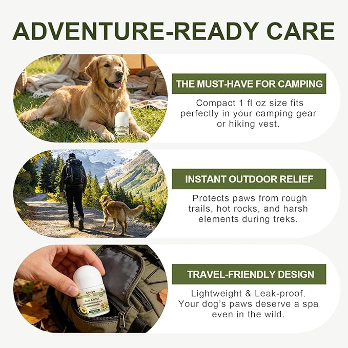 Paw and Nose Balm Stick for Dogs Cats Horse Lick-Safe Roll-On | Natural Moisturizer with Avocado Oil and Vitamin B5 | Paw Protector for Hot Pavement & Ice Melt 30ml