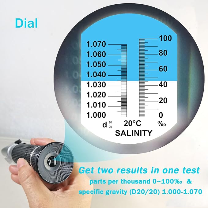 Agriculture Solutions Salinity Refractometer for Seawater and Marine Fishkeeping Aquarium 0-100 PPT with Automatic Temperature Compensation