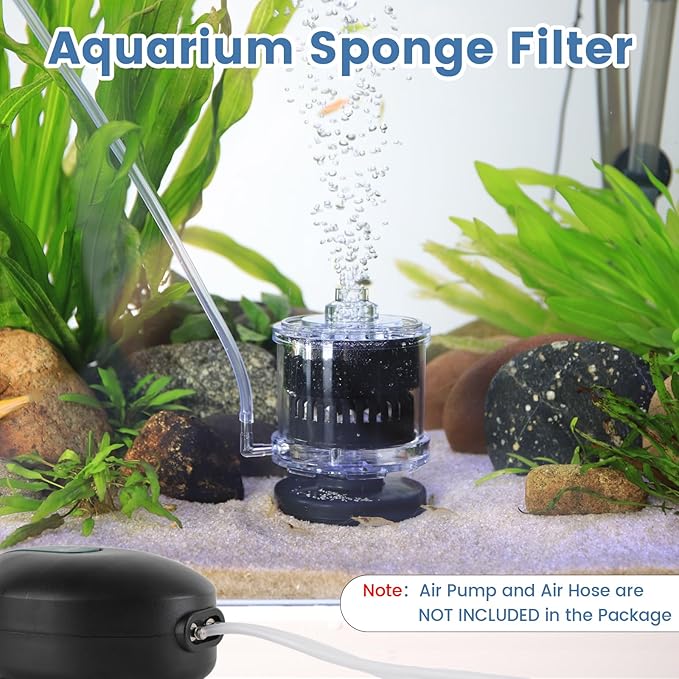 AQQA Aquarium Filter Air-Driven Fish Tank Sponge Filter for 20-110 Gallon Ultra Quiet Submersible Filters for Aquarium Corner Filter Bio Sponge Filters (Medium for 20-110 Gallon)