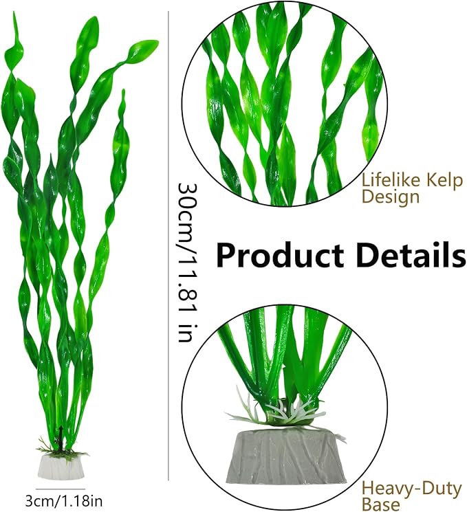 10 Pcs Artificial Aquarium Plants, Plastic Aquatic Plant Decor for Fish Tank, Stream Tank, Aquarium Landscape Decoration (30cmhd-Green)