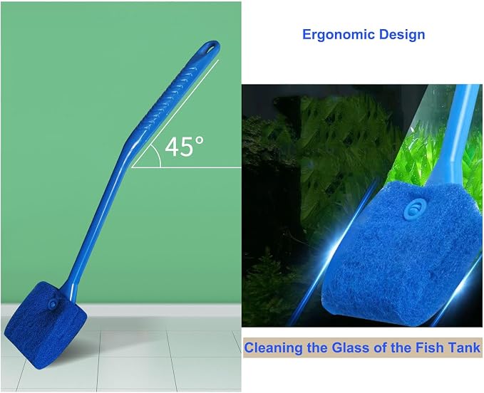Aquarium Aquascape Tools Kit, 15 inch Stainless Steel Includes Brush, Tweezers/Feeding Tongs, Scissors, Spatula, Algae Scraper, Rake, for Fish Tank Cleaning Scrubbing, Trimming