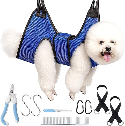 ondware Dog Grooming Hammock for Nail Trimming, Pet Grooming Sling Harness Kit, Safe Dog Restraint Hammock for Cats and Small Dogs, Home Grooming Supplies