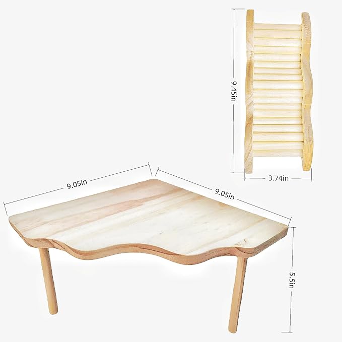 Wooden Hamster Platform for Hamster Cage Accessories Climbing Toys Dwarf Syrian Hamster Gerbil Rat Mice Degus or Other Small Pets (Triangle)