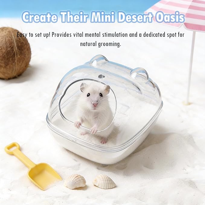 3.3lb Unscented Hamster Sand Bath, Natural Dust Bath Sand in Leak-Proof Bottle for Syrian & Dwarf Hamsters, Gerbils, Chinchillas Small Animals