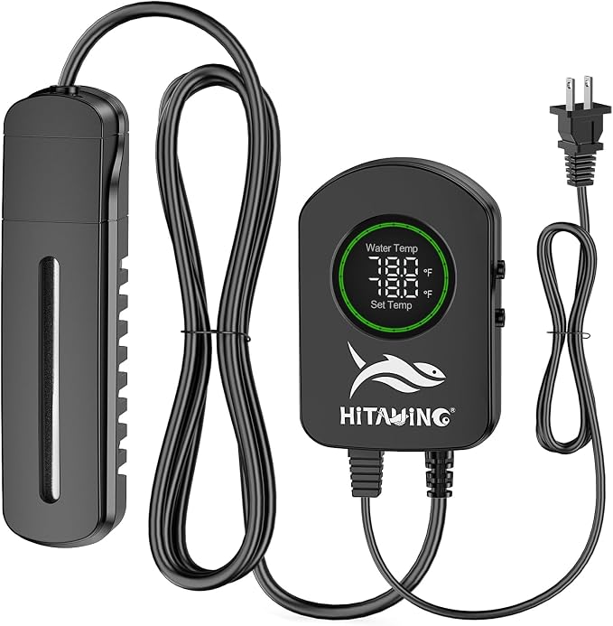 HiTauing Aquarium Heater, 100W/200W/300W/500W Fish Tank Heater with Upgraded LED Large Display, Up/Down Control Buttons and Intelligent Leaving Water Automatic Power-Off for Saltwater and Freshwater