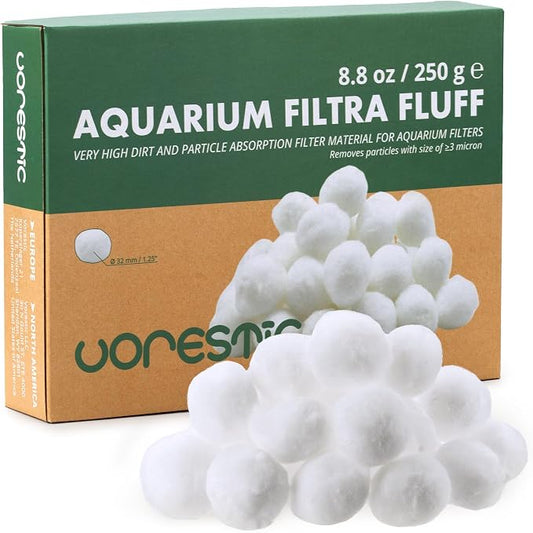 VORESTIC Filtra Fluff Aquarium Filter Floss, Aquarium Cotton Balls for Fish Tank, Turtle Tank, Canister Filter - Polishing Floss Balls for Freshwater and Saltwater, Ready to Use, 8.8 oz (250 g)