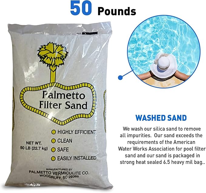 Pool Filter Sand for Swimming Pools, 50 Lbs, Natural Silica