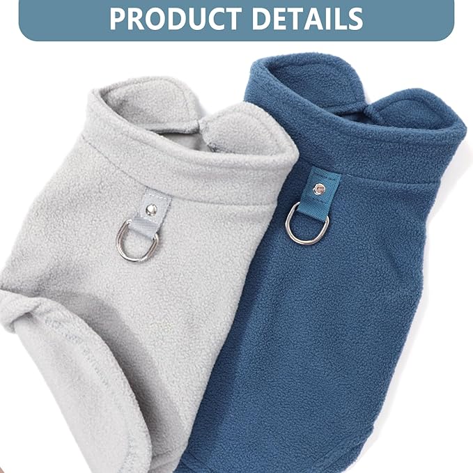 2 Pack Dog Sweater with Leash Ring Winter Warm Pet Sweater Thick Clothes Coat Fleece Dog Sweaters for Small Dogs Girl Boy for Chihuahua, French Bulldog, Dachshund,Medium(7-10lbs)
