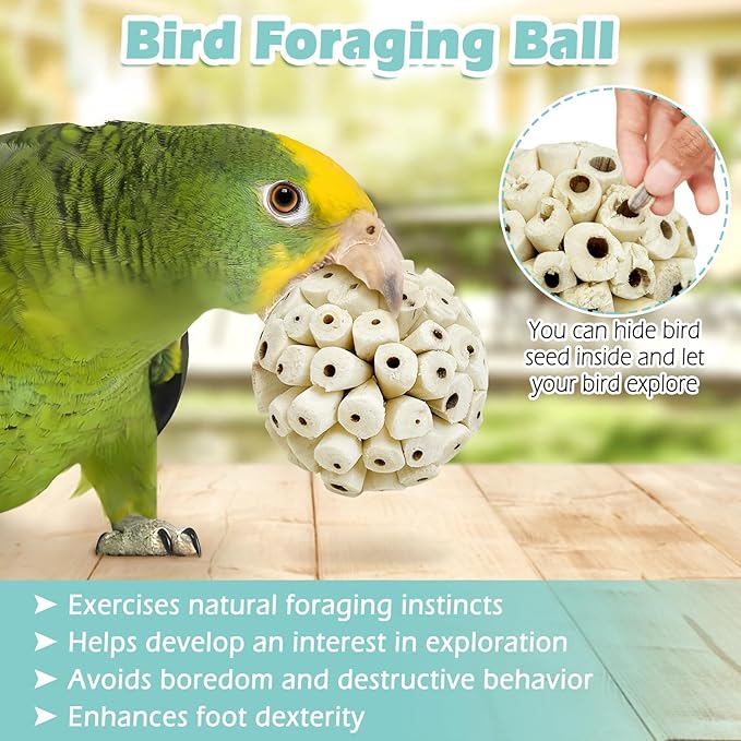 PINVNBY 6 Pack Small Sola Balls Bird Toys Soft & Chewable Bird Chew Ball 2.36" Natural Sola Plant Lightweight Shred Toy for Parakeet Cockatiel Lovebird Budgie and Similar Sizes Pets