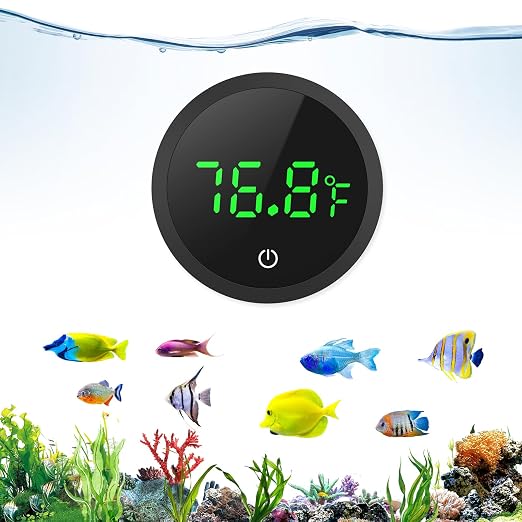 Upgraded Aquarium Thermometer, 5S Refresh Speed, Digital Fish Tank Thermometer LED Display ±1°F, Stick-on Thermometer for Aquariums, Glass Containers