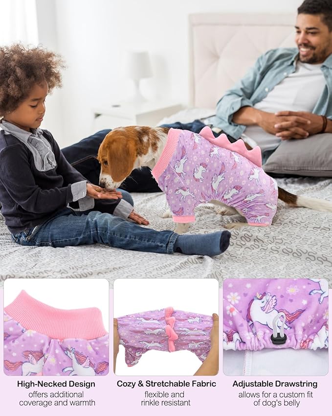 CuteBone Dinosaur Costume Dog Pajamas, Stretchy Spandex Crystal Velvet Sleepwear Coat for Small Dogs, Soft & Warm Pet Outfit Clothes for Cold Weather, Cozy Pullover Design COSP11M