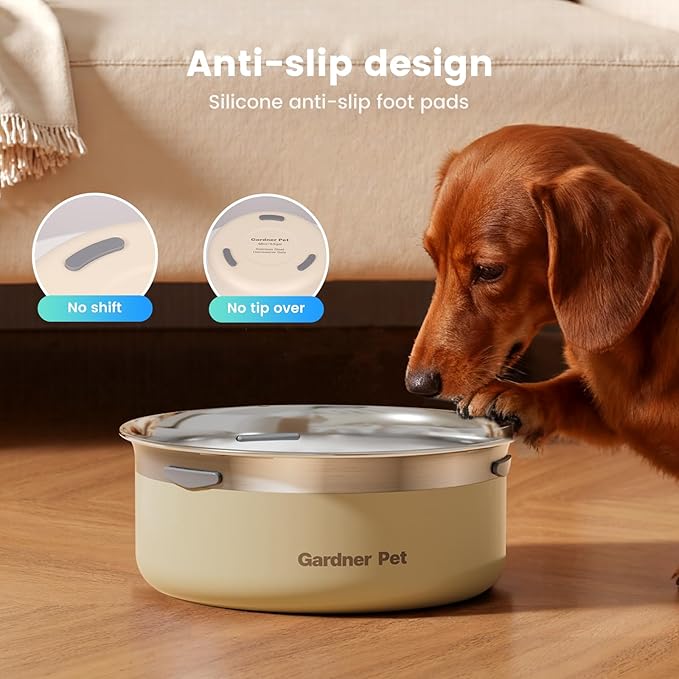 Gardner Pet Slow Water Bowl for Dogs – No Spill, Anti-Splash Floating Plate Design, Slows Drinking to Reduce Mess, Keeps Water Clean & Floors Dry, 2L