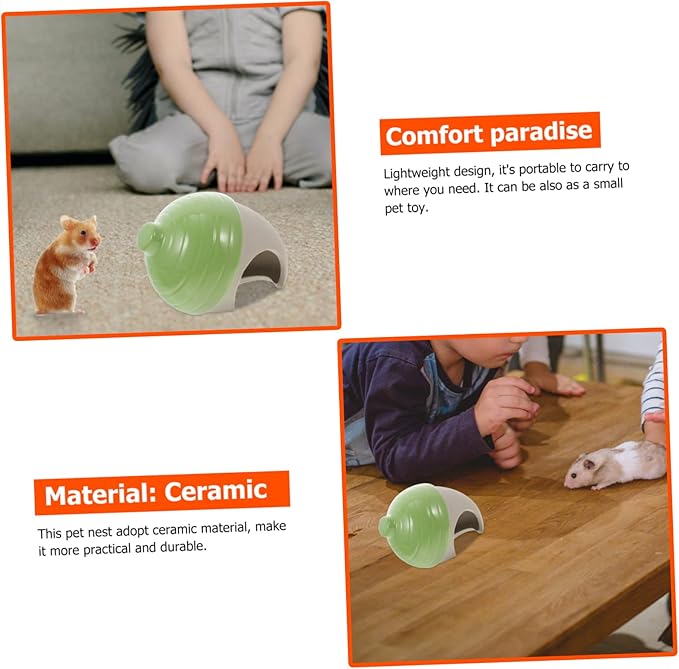 Happyyami Ceramic Nest Hamster Bed Hideout Toy for Small Pets Guinea Pig Supplies