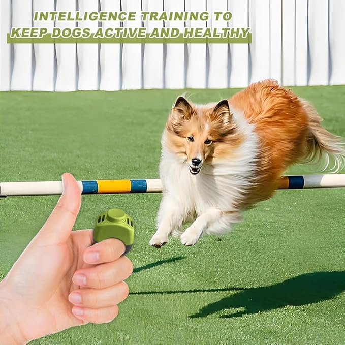 The Set of Easy Clicking Finger Ring Clicker for Dogs Cats Horses traing Allowing Effective Versatile Training (4pcs Grey+Green+Orange+Blue)