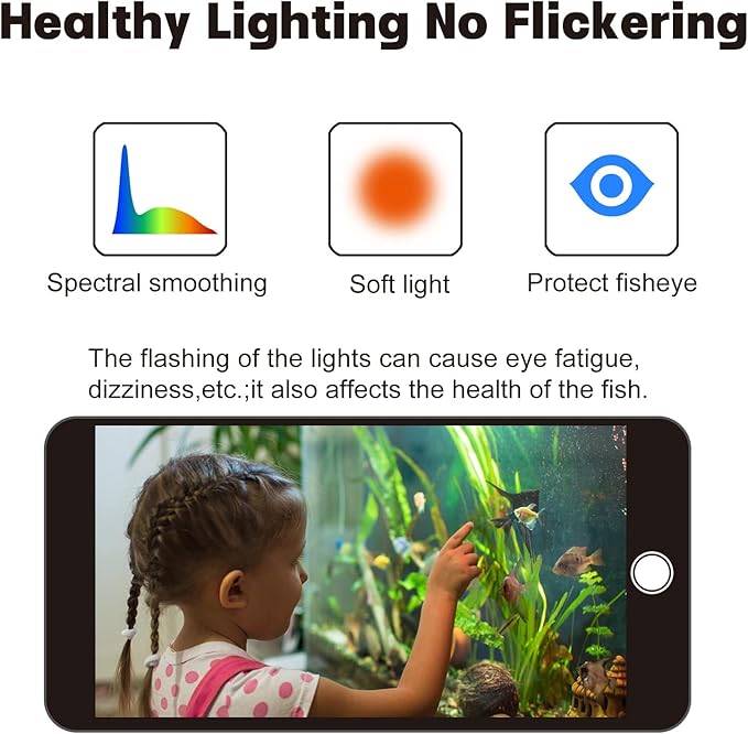 WaterRebirth Ultra-Slim Full Spectrum LED Aquarium Light with Adjustable Brackets,500LM 12W for 12Inch to 18Inch Fish Tank Lighting Fresh Water