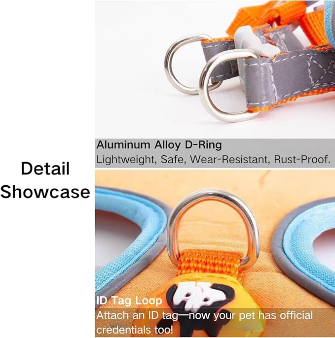 Bunny Harness and Leash Set, Adjustable Breathable Mesh Rabbit Vest with Reflective Strips, Escape Proof Small Pet Walking Training Gear for Rabbits, Kittens, Ferrets, Guinea Pigs, Puppies (S)