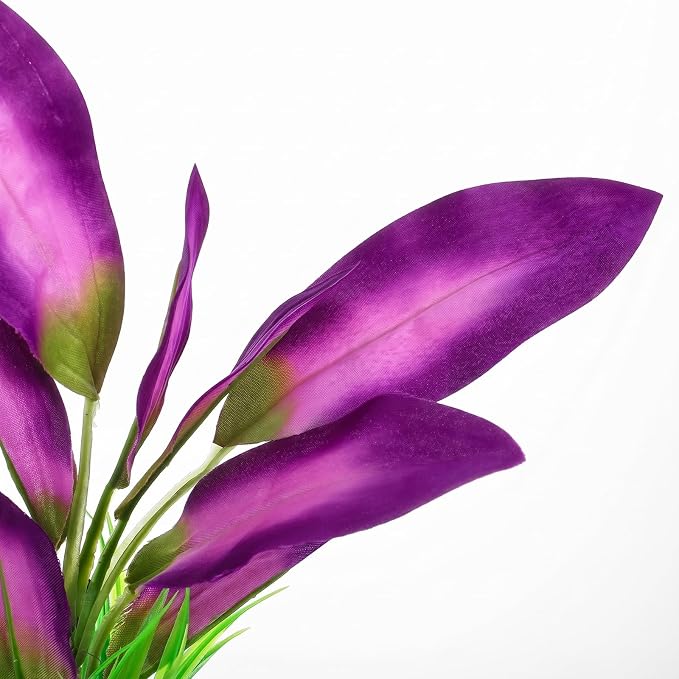 DIVINA VITAE Silk Aquarium Plants,Artificial Aquatic Water Grass Decoration | 2Pcs, for Betta Fish Tank, 10 Inch Tall, Purple