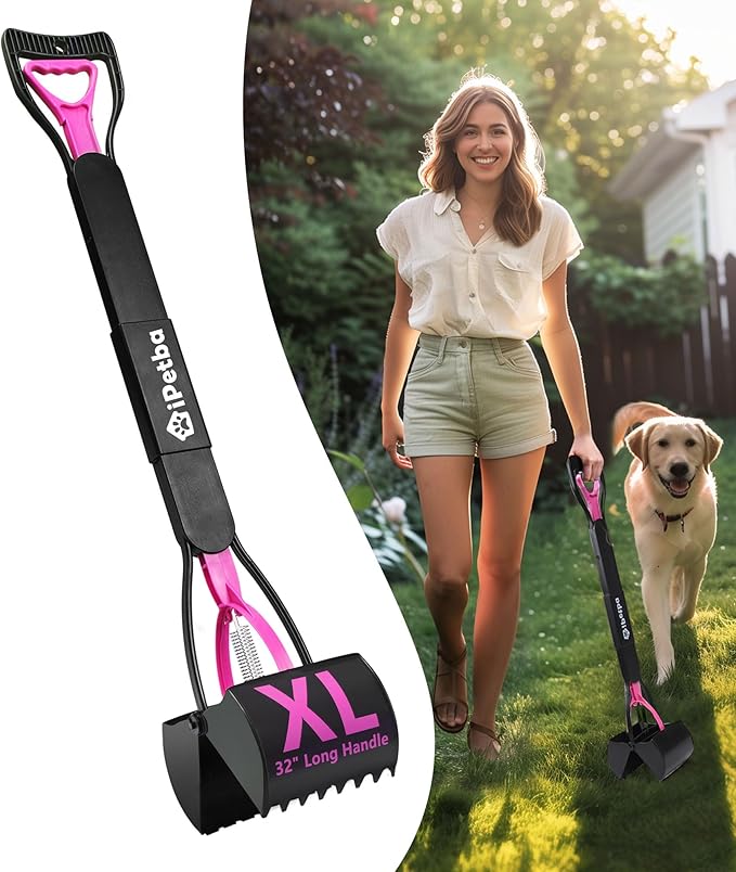 32 inch Pooper Scooper for Large Dogs – Long Handle Dog Poop Scooper for Yard, No Bending Save Back, Ease of Pickup, Grass Friendly, Sturdiness