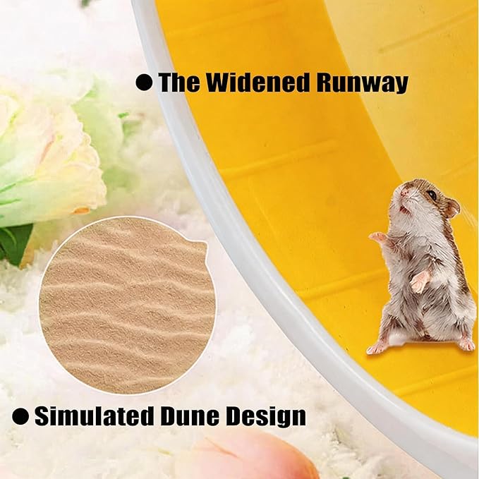 Hamster Wheel, 7 inch Silent Hamster Exercise Running Wheel with Stand,Pet Small Animals Exercise Running Toys,Adjustable Quiet Spinner for Guinea Pigs, Sugar Gliders, Gerbils (Yellow)
