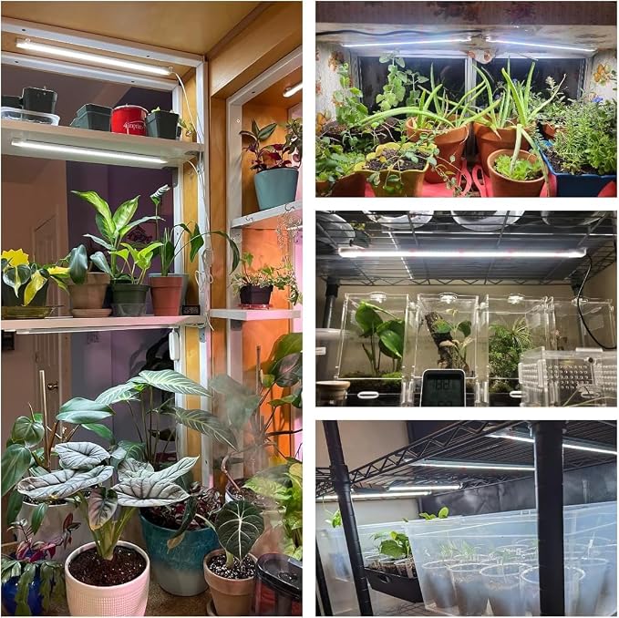 Wiaxulay 16in Plant Grow Light Strip for Indoor Growing, Full Spectrum 15W | 240 LEDs 4 Bars 1 Pack, LED Grow Lamp with 6/12/16H Timer, 3 Lighting Modes, 5 Dimmable Levels for Plant Stand Seed Starting