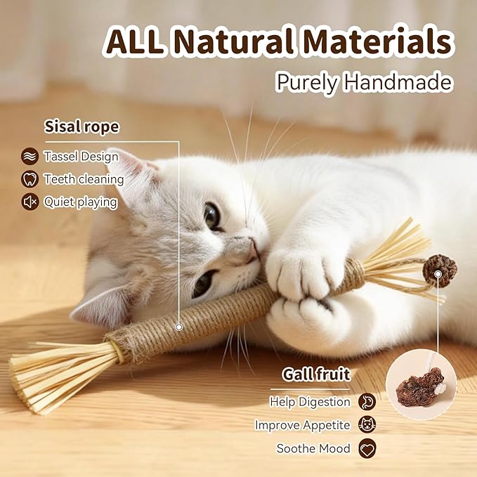 Cat Toys for Indoor Cats, 3 Pcs Silvervine Sticks & 1 Pc Cat Chew Rope for Teeth Cleaning, Interactive Dental Sticks with Catnip for cat enrichment, Kitten Chew Toys Teething for All Breeds Purple