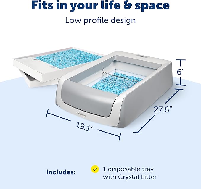 PetSafe ScoopFree Crystal Pro Legacy Automatic Self-Cleaning Cat Litter Box Includes 1 Disposable Crystal Litter Tray Advanced Odor Control Not Enclosed Gray (PAL00-16805)