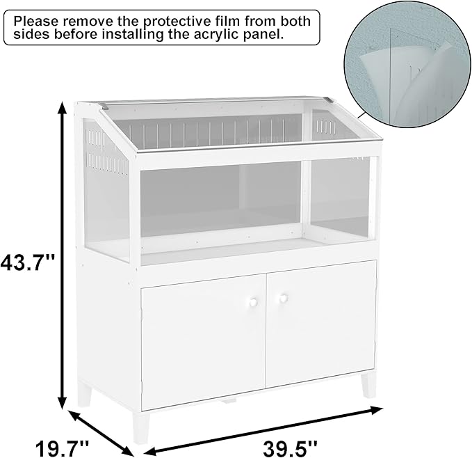 GDLF Hamster Cage with Storage Cabinet Small Animal Cage, Easy View Acrylic Panels, Large Habitat for Hedgehog Gerbil & Rat 39.5"x19.7"x43.7"