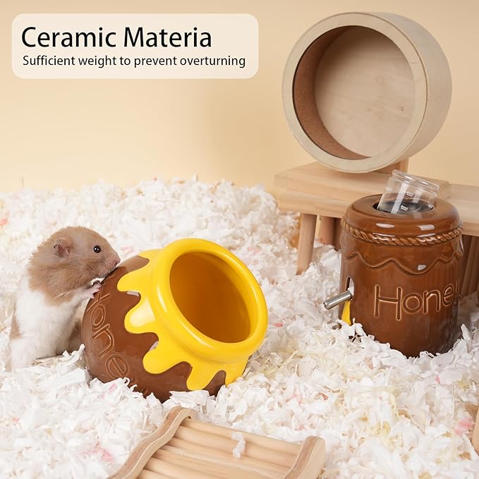Ceramic Hamster Hideout,Honey Dwarf Hamster House,Guinea Pig Habitat Decor, Hideaway House for Gerbil, Cool Bed for All Season