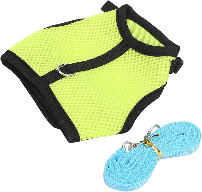 Fydun Pet Mesh Traction Harness Chest Back with Leash for Rabbit Guinea Pig Pet SuppliesS Green for Families (Fruit Green)