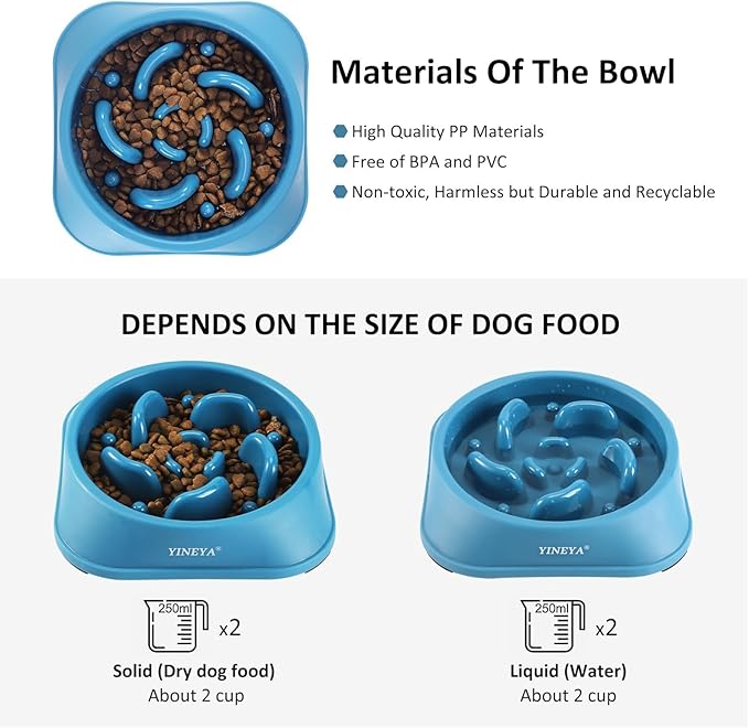 YINEYA Slow Feeder Dog Bowls, Pet Supplies That Slow Down Eating, Pet Food Bowls, Maze Dog Puzzle Feeder for Medium Breed