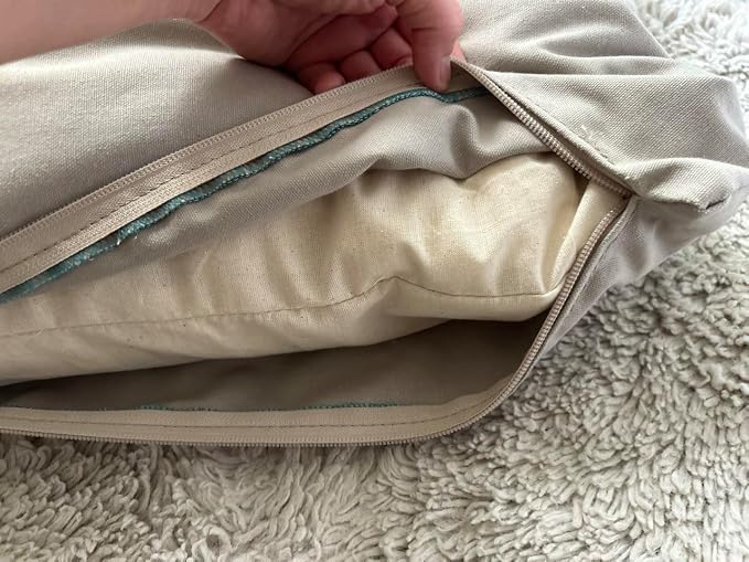 Natural Cotton Canvas Dog Bed – Raw Cotton Filled Pet Cushion Insert, Breathable Eco-Friendly Dog Mattress, Durable Washable Cover with Zipper (Gray, Small 36"x22"x3")