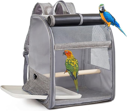 Parrots Travel Backpacks Cage Removable Waste Tray and Sunshades for Stress Without Transport Breathable Bird Travel Cage
