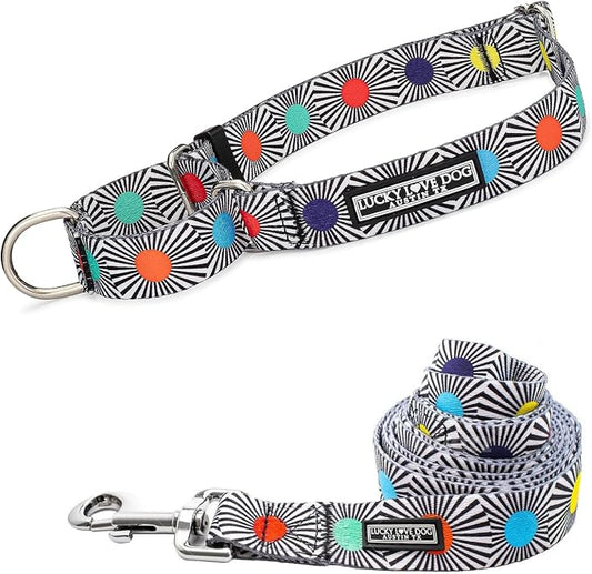 Lucky Love Dog, Adjustable Fun Style Martingale Collar for Dogs, Comfy & Bright Color, Premium No Slip Dog Collar - (Medium, SOCO Mart - Combo)